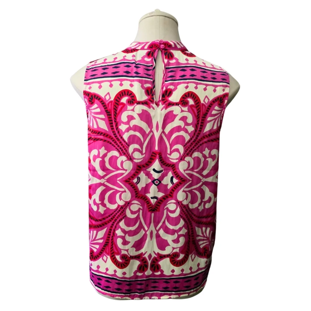 JOIE Pink Medallion Mandala Patterned Silky Tank Top Blouse Medium NWT